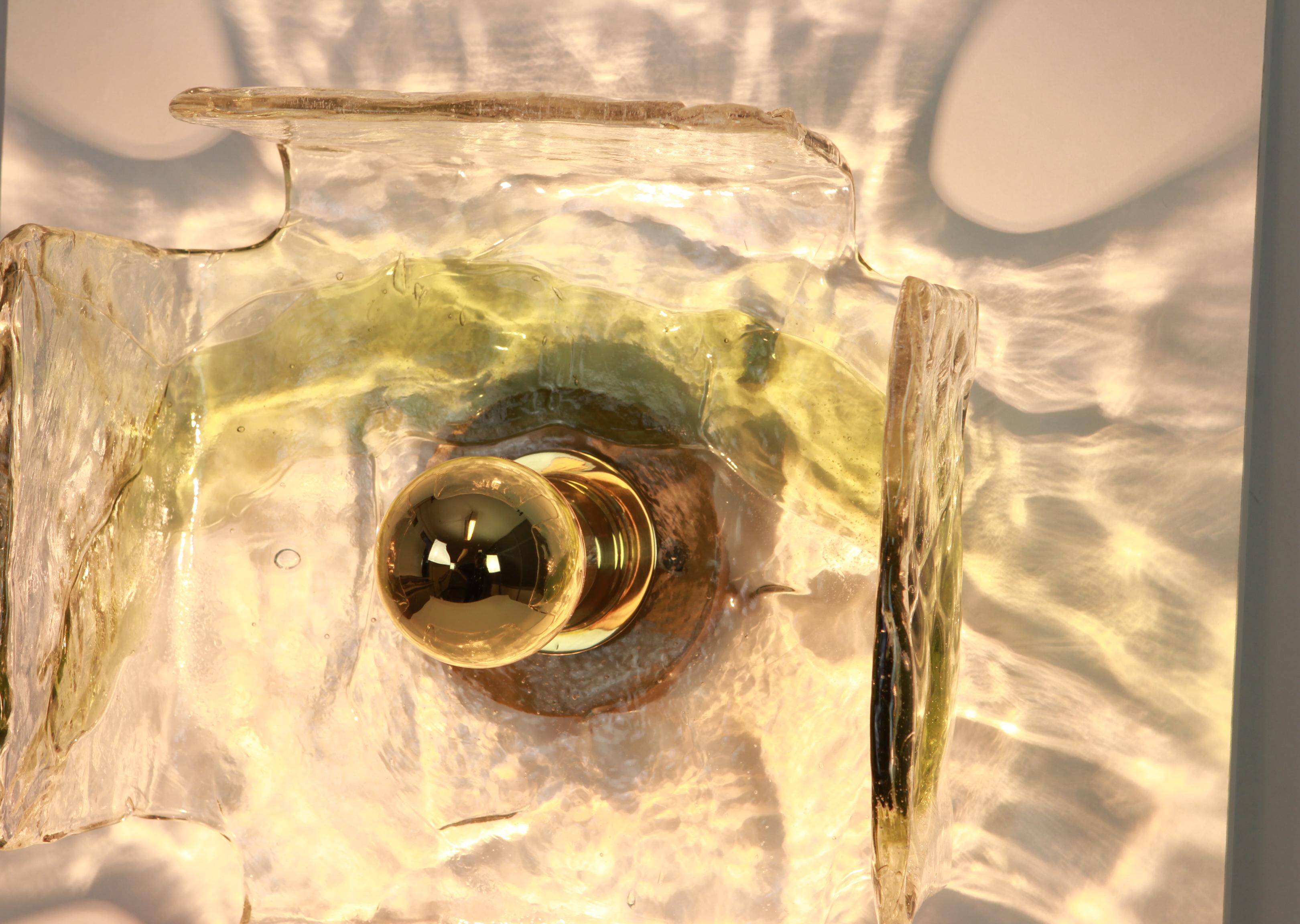 Glass wall sconces designed by Carlo Nason for Kalmar, 1960s.