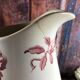 Pitcher jug or white broc decorated with pink flowers magnolia shabby chic