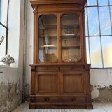 Old XL Napoleonic oak glass bookcase, 19th century