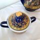 Service à café vintage D&S France – porcelaine bleue et or – 13 pièces
