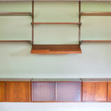 Midcentury Modular Rosewood Wall System by Kai Kristiansen for FM Møbler, 1960s. Set of 17.