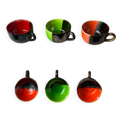Six tasses à café en céramique Vallauris