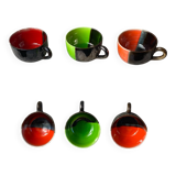 Six Vallauris ceramic coffee cups