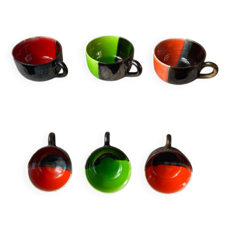 Six tasses à café en céramique Vallauris