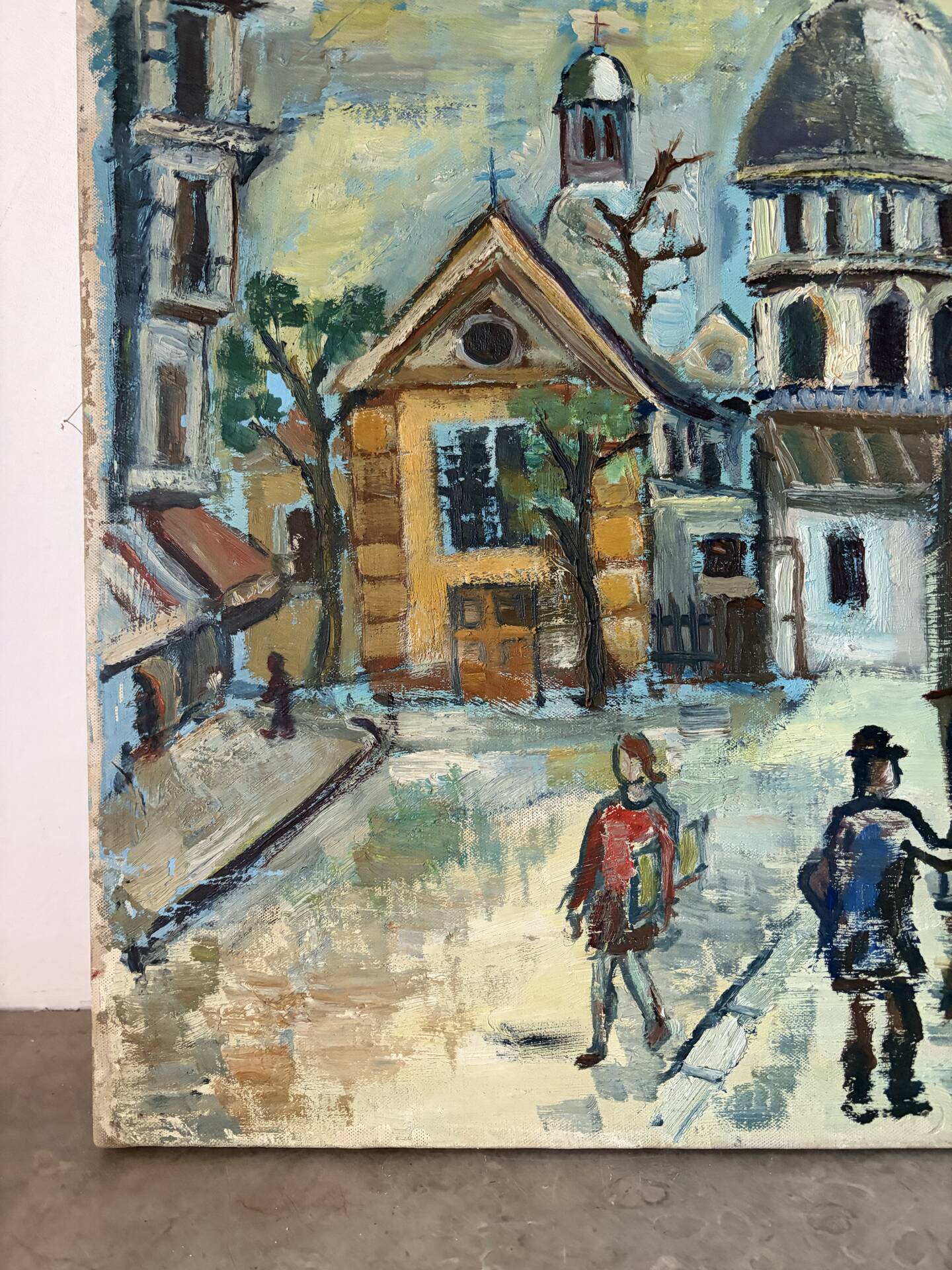 Scene de Montmartre, huile sur toile signée