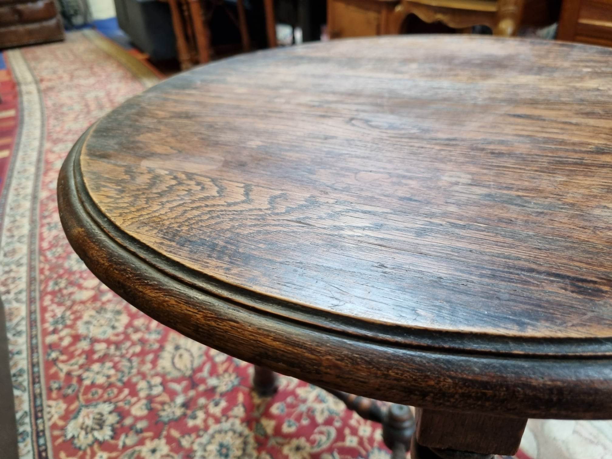 Oak tripod pedestal table
