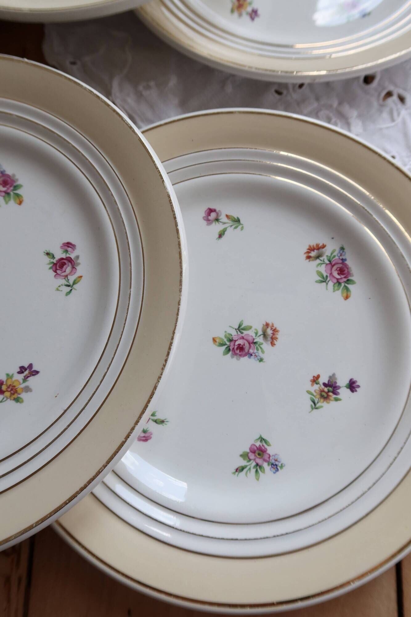 6 vintage dessert plates Céranord "Cheverny" - Floral pattern