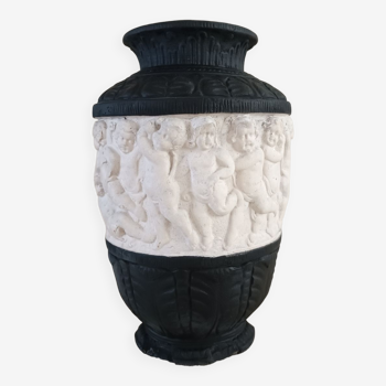 Plaster vase decorated with cherubs