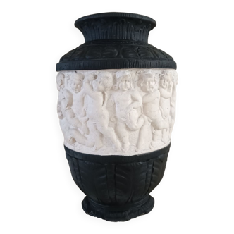 Plaster vase decorated with cherubs