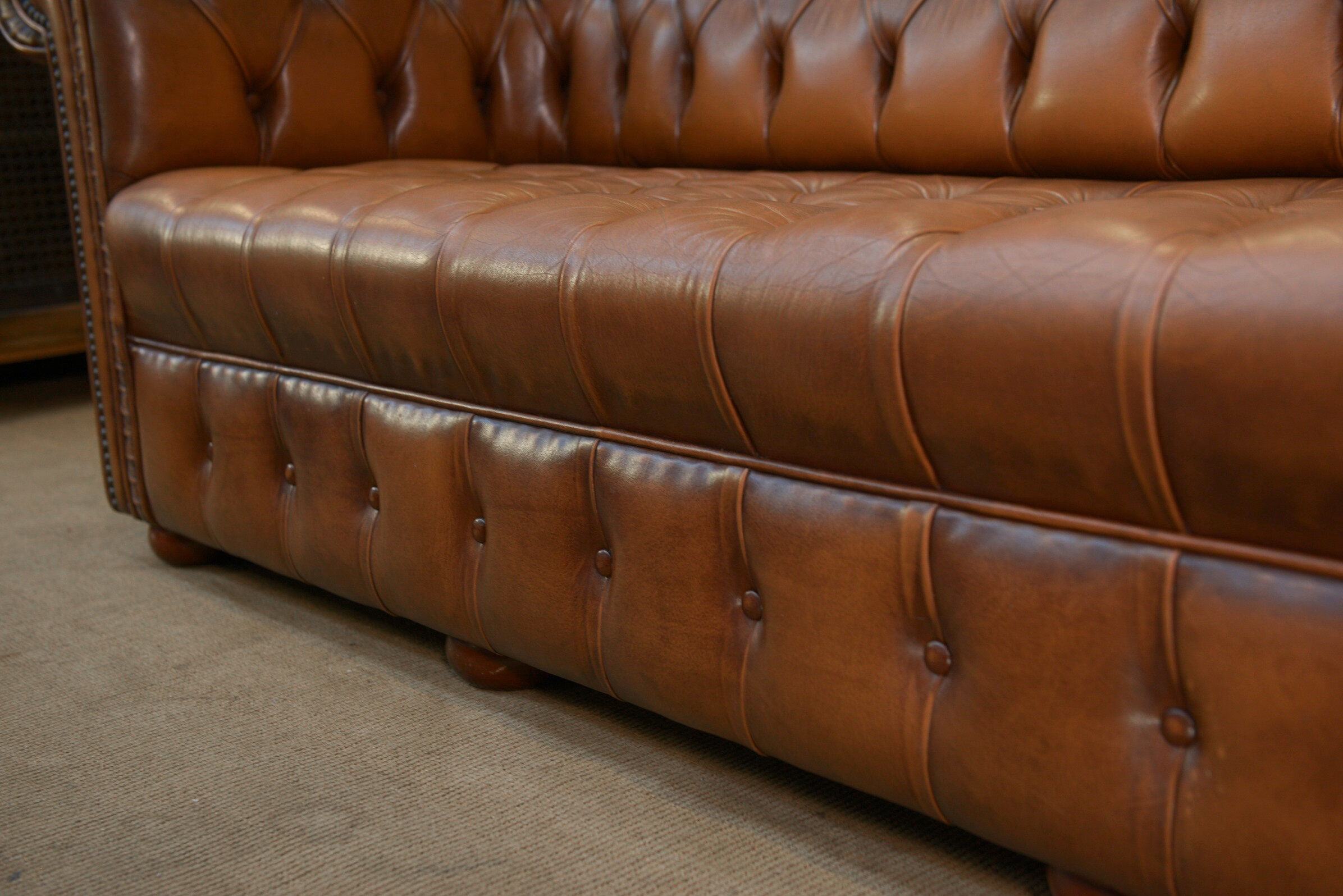 Chesterfield sofa 3 seater Vintage brown leather