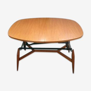 Smorrebrod-style transformable coffee table in teak