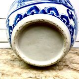 Chinese vase in blue-white porcelain decorated with lotus flowers