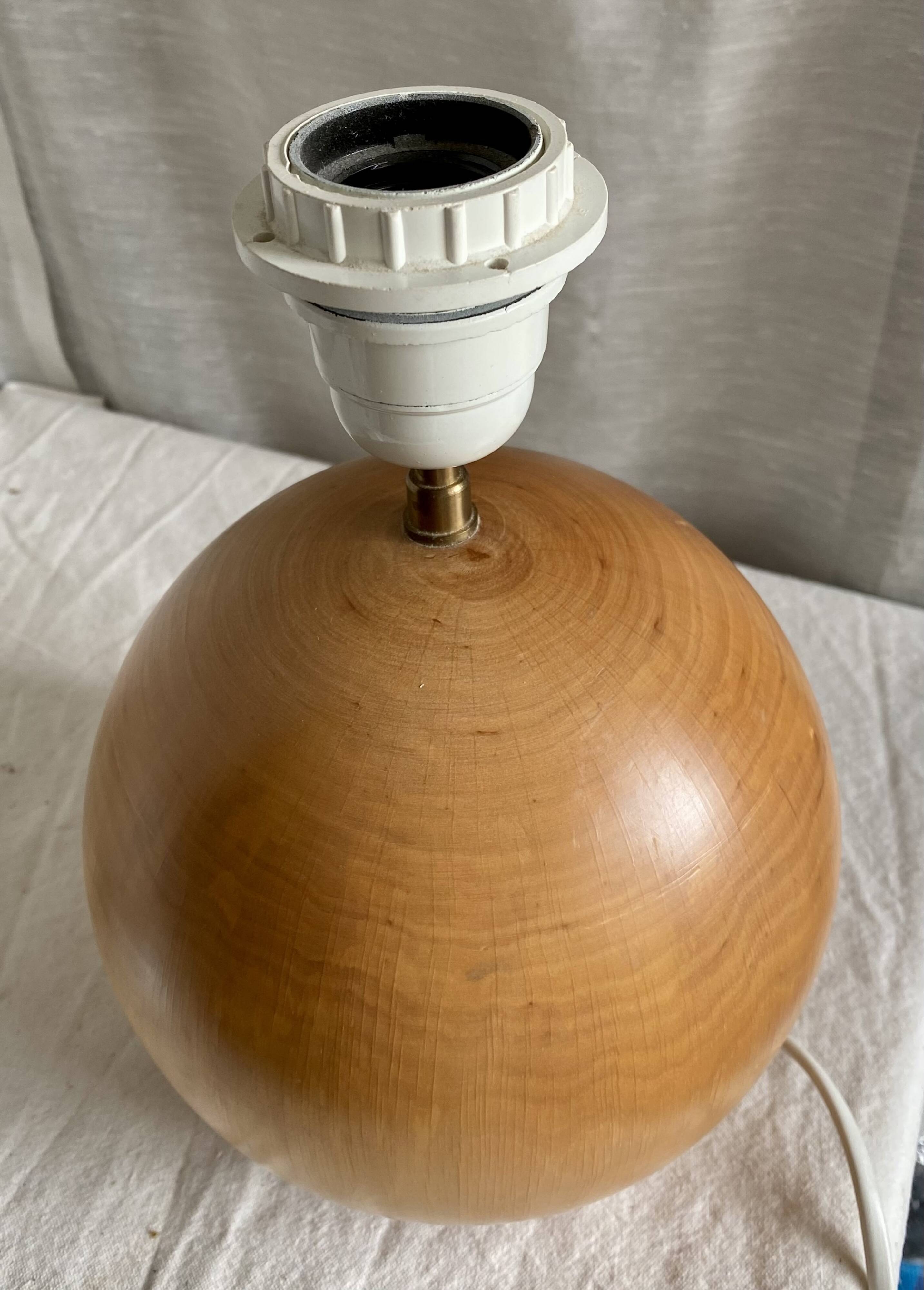 Vintage 1960s turned wood ball lamp