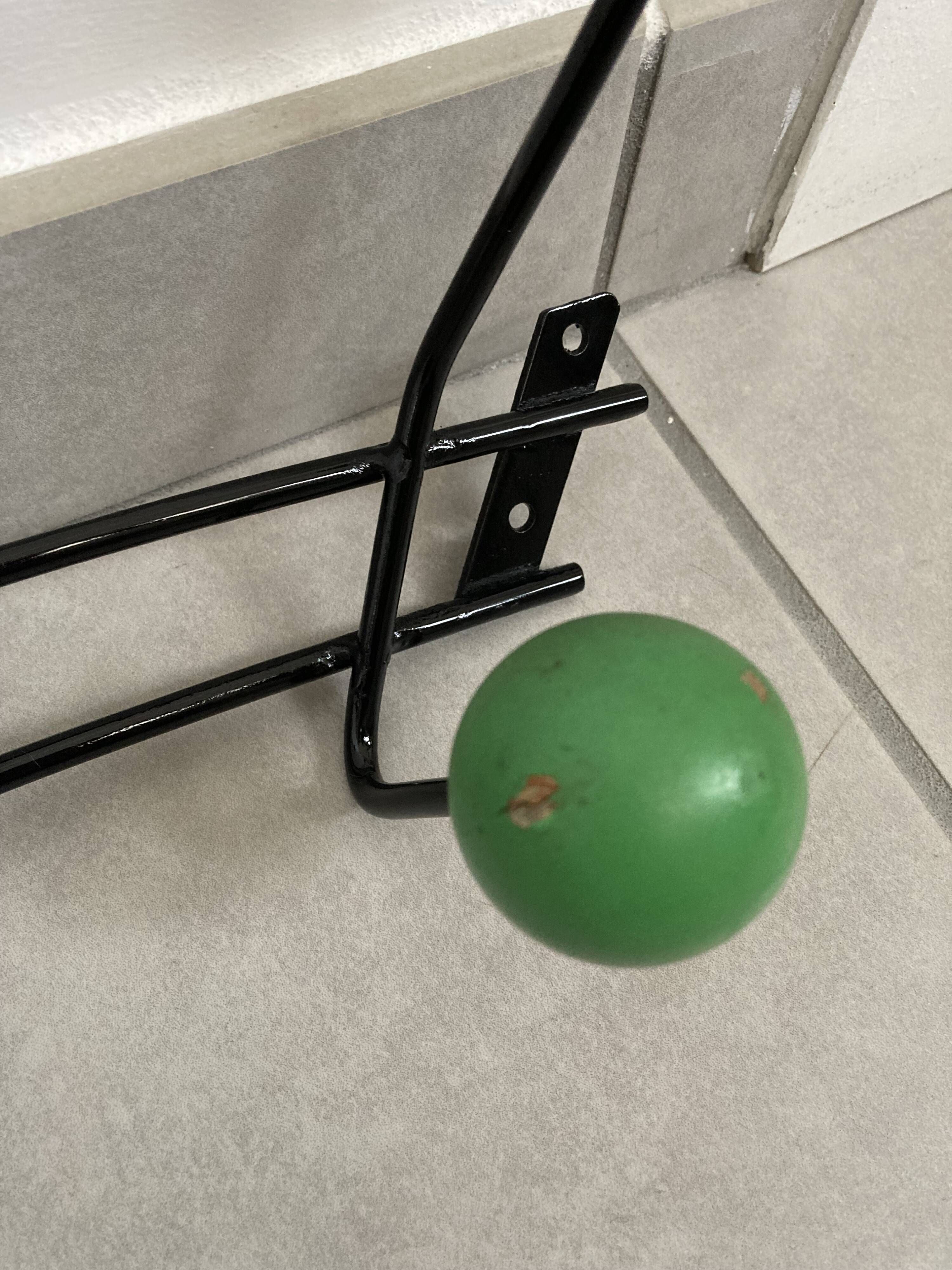Metal coat rack with 6 wooden balls, 1950s-1960s
