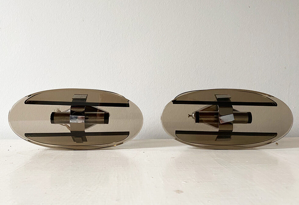 Pair wall light smoked glass Veca