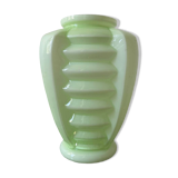 Art Deco uranium opaline skyscraper vase