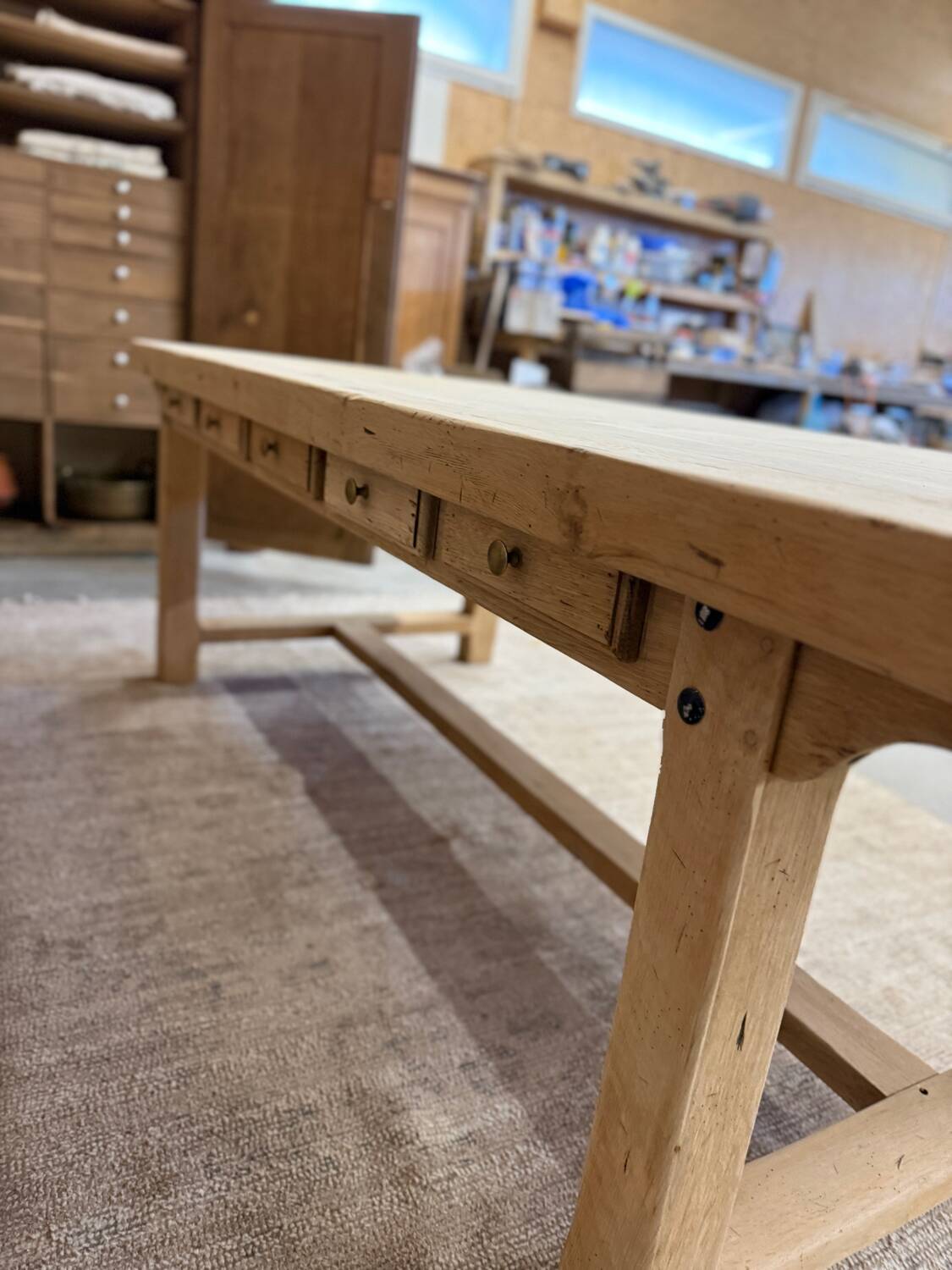 Large farmhouse table with 10 drawers