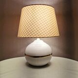 Vintage ceramic table lamp with 1980 fabric lampshade