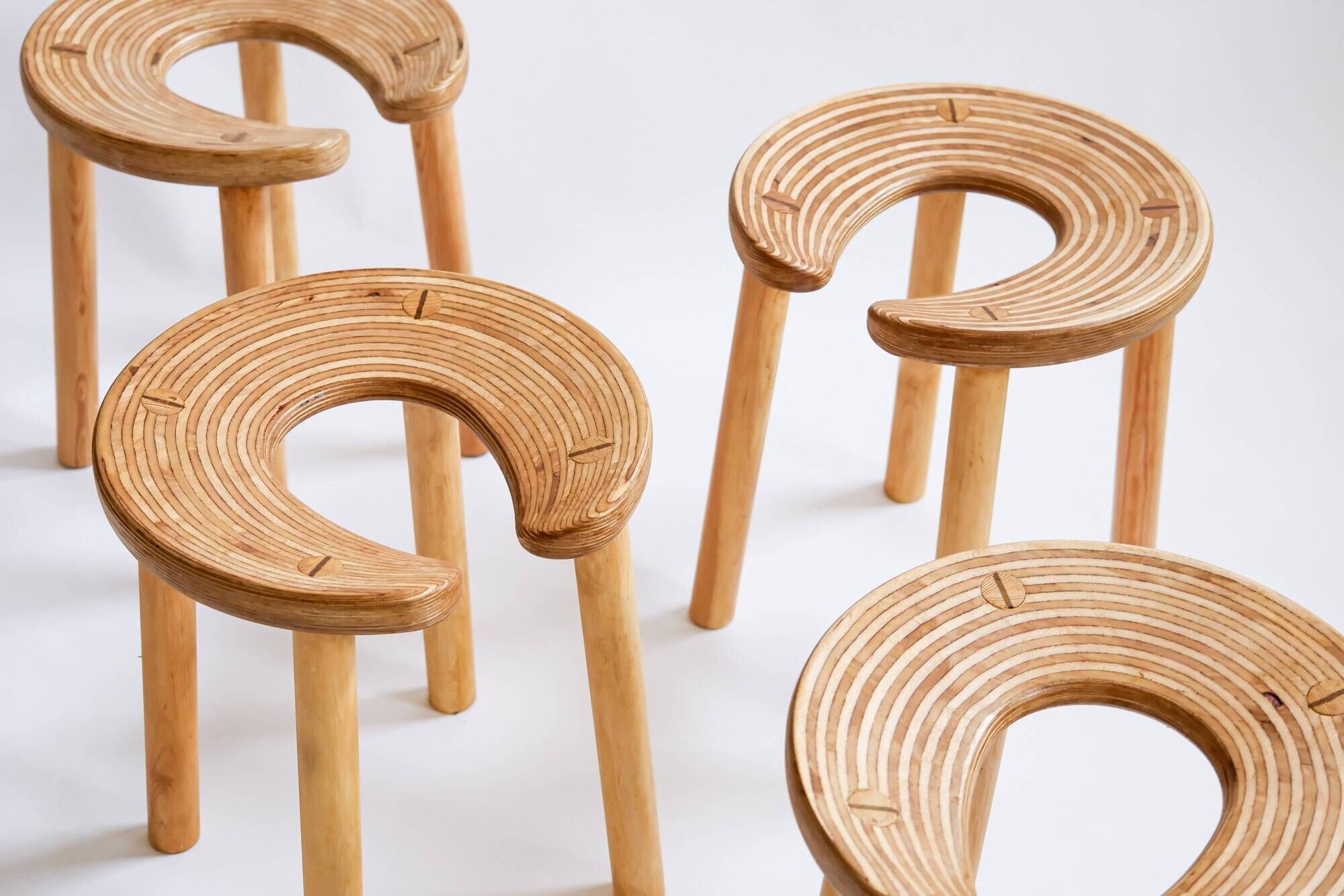 Set of four sauna stools, Antti Nurmesniemi, designed for the Palace Hotel, Helsinki 1952