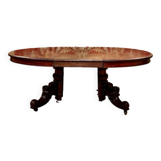 Dining room table with mahogany system, restoration period circa 1830 (4m)