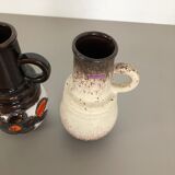 Set of three 1970s pottery fat lava "vienna" vases made by Scheurich, Germany