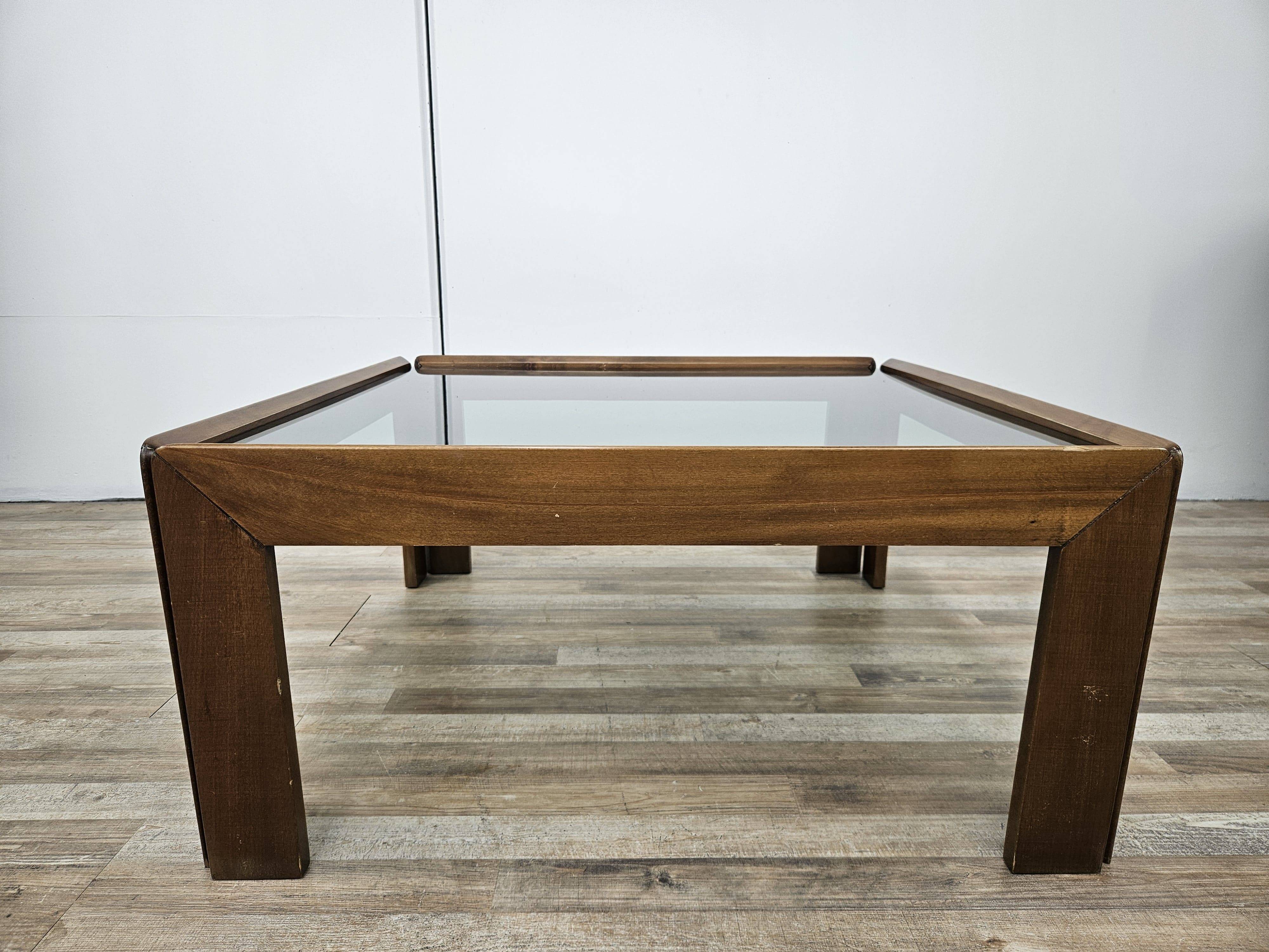 1960s coffee table by Afra and Tobia Scarpa for Cassina with smoked glass