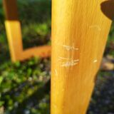 Pair of vintage varnished wood tanned chairs