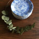 Lot of 10 plates with blue speckled blue Ceraminter