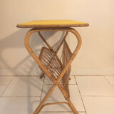 Desserte table d'appoint vintage 1960 en rotin