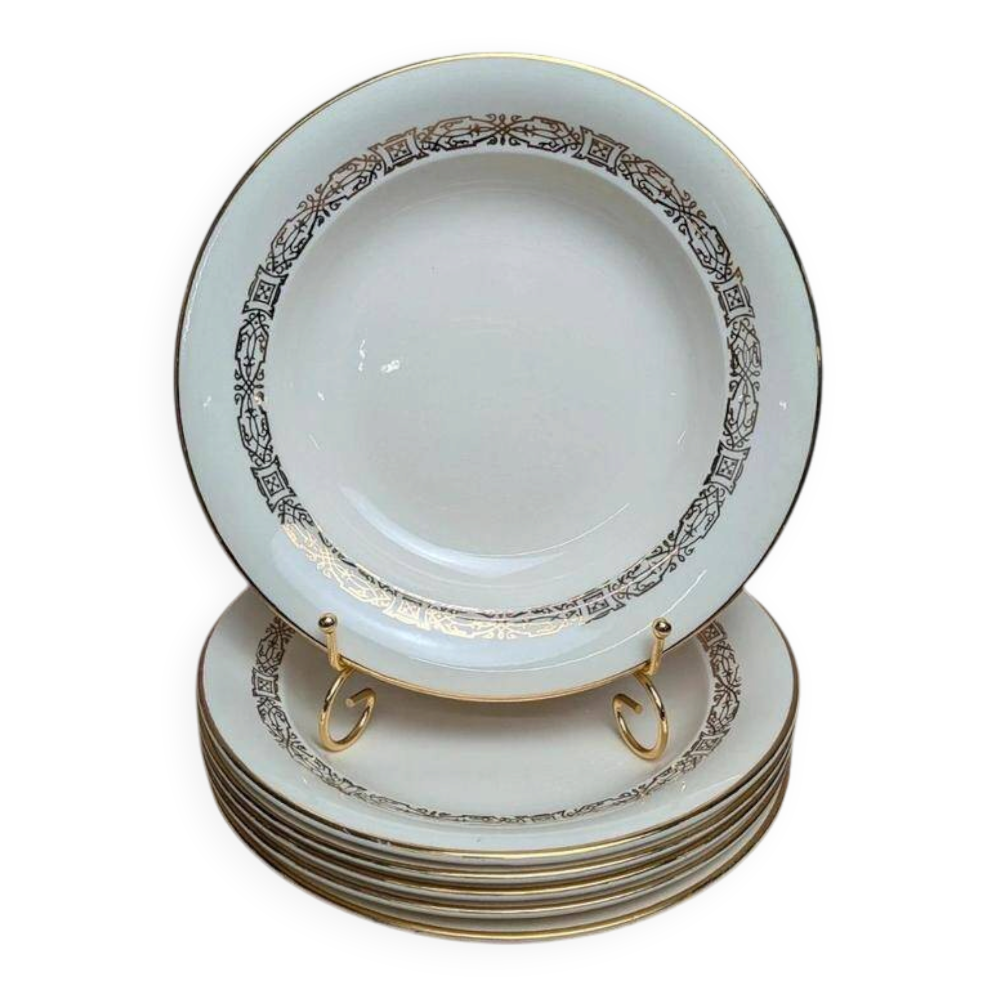 Lot de 6 assiettes creuses Villeroy & Boch – décor doré vintage