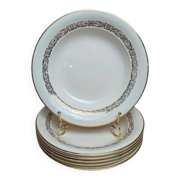 Set of 6 Villeroy & Boch deep plates – vintage gold decoration