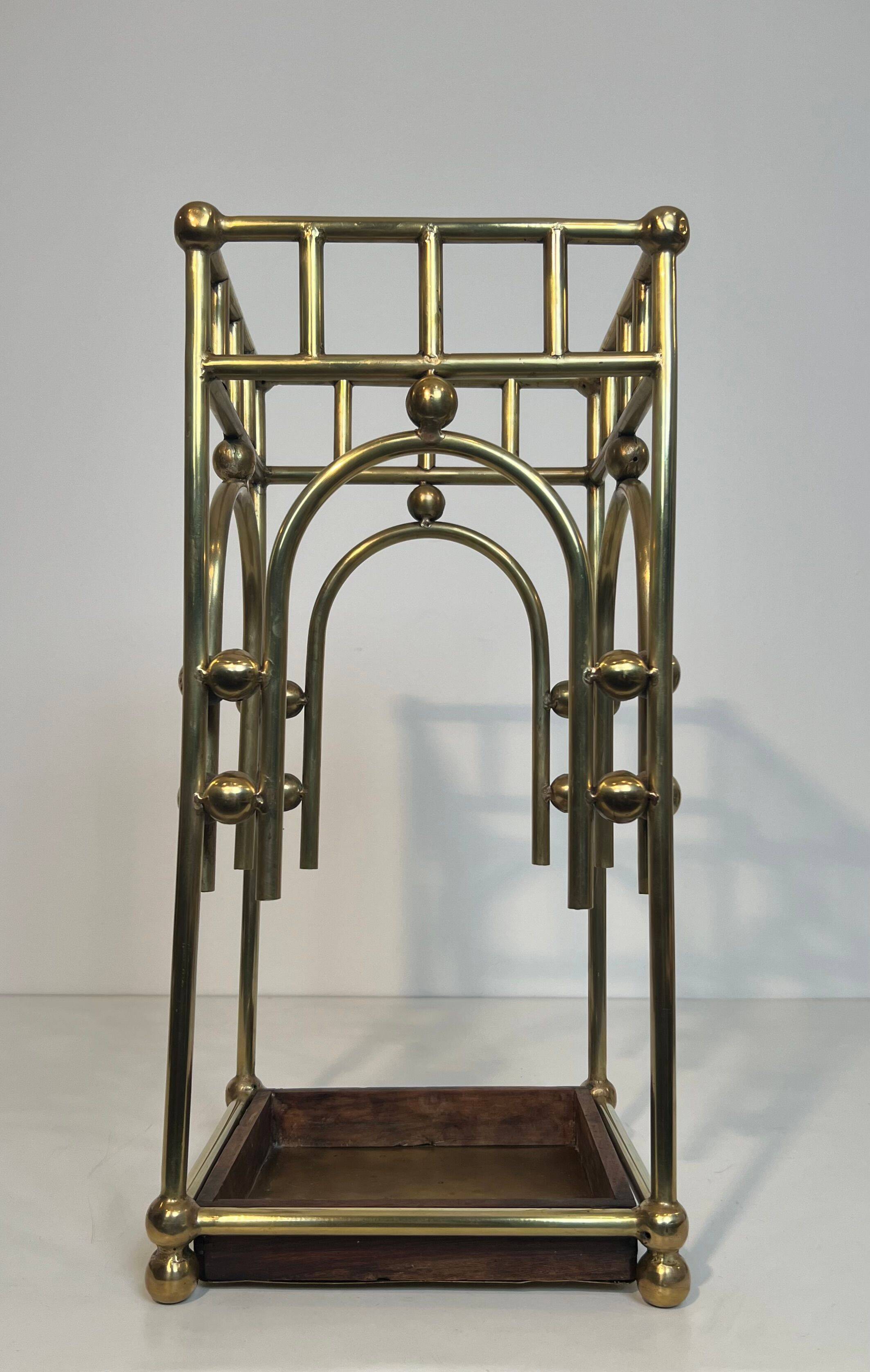 Modernist brass umbrella stand in the style of Joseph Hoffmann