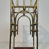 Modernist brass umbrella stand in the style of Joseph Hoffmann
