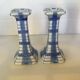 Pair of candlesticks patterns dish towels blue tiles