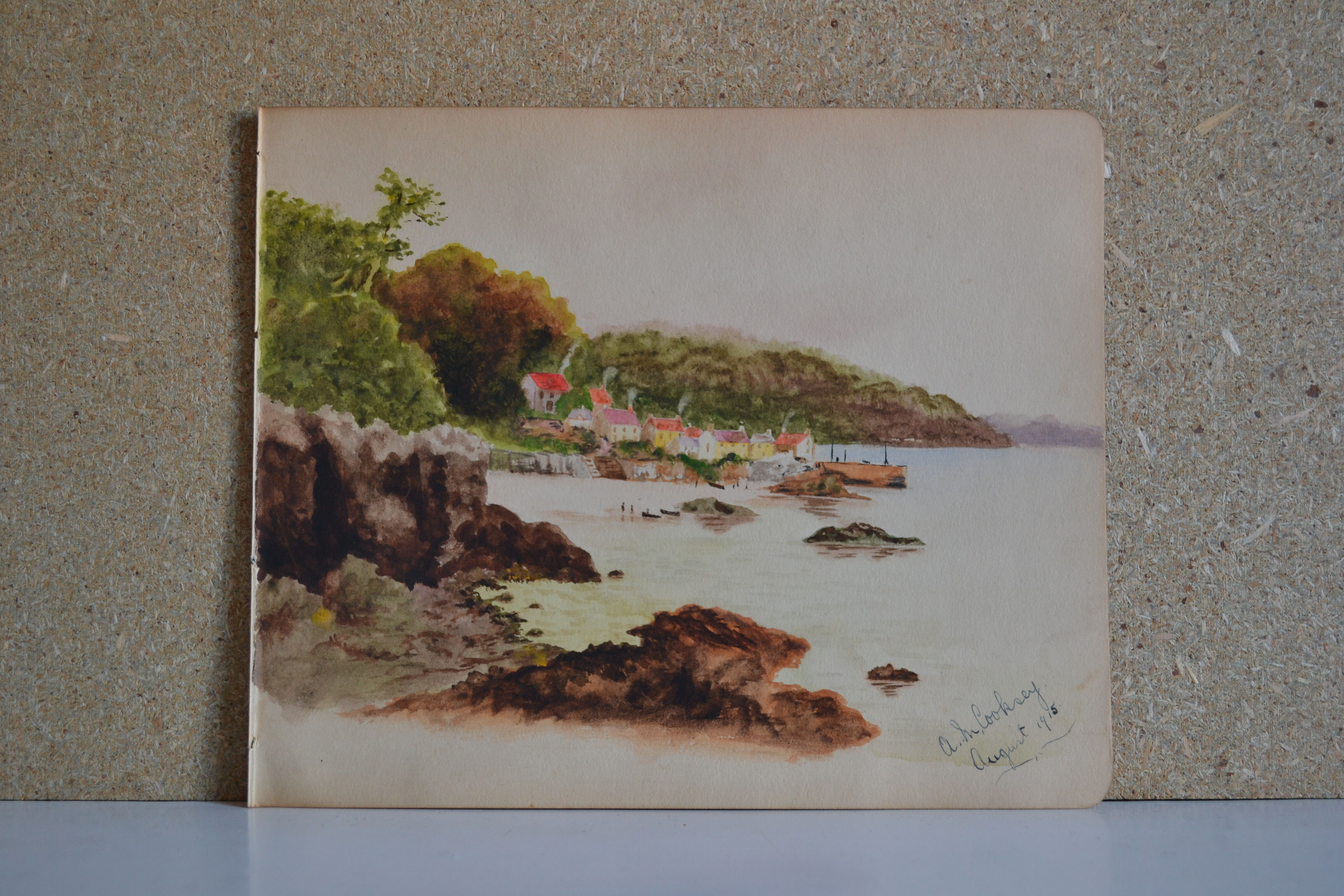 Watercolor painting circa 1910 english coast