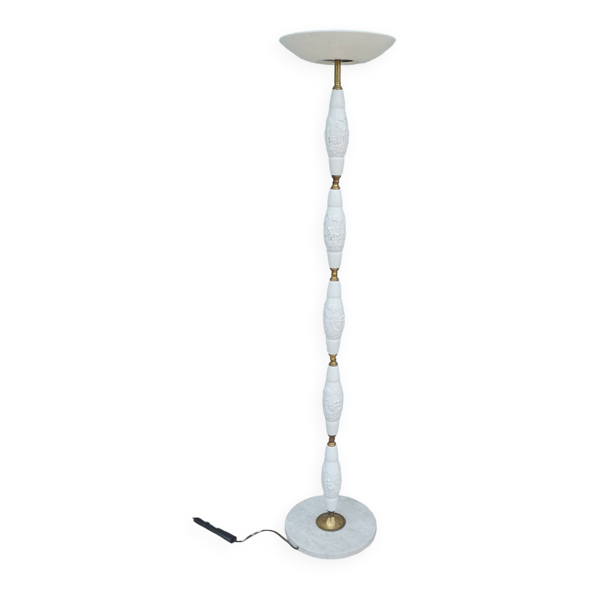 Halogen floor lamp from the 60s in marble ceramic and brass