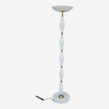 Halogen floor lamp from the 60s in marble ceramic and brass