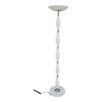 Lampadaire halogène des années 60 en céramique marbre et laiton