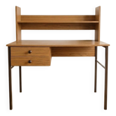 Vintage 1970s wooden desk with shelves.