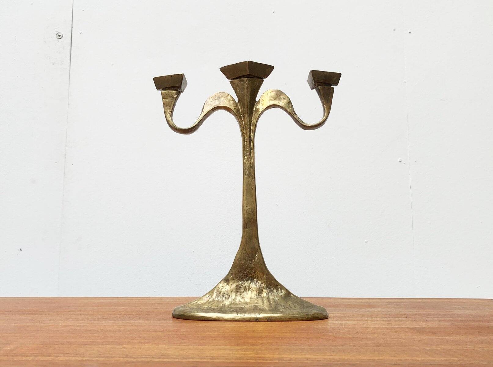 Vintage Brutalist Bronze Candle Holder