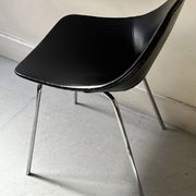 Barrel chair in black leather & chrome by Guariche for Steiner France 1970