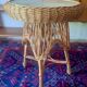 Circular bamboo and faux marble coffee or wine table, 1960s