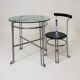 Chrome metal and glass tubular table