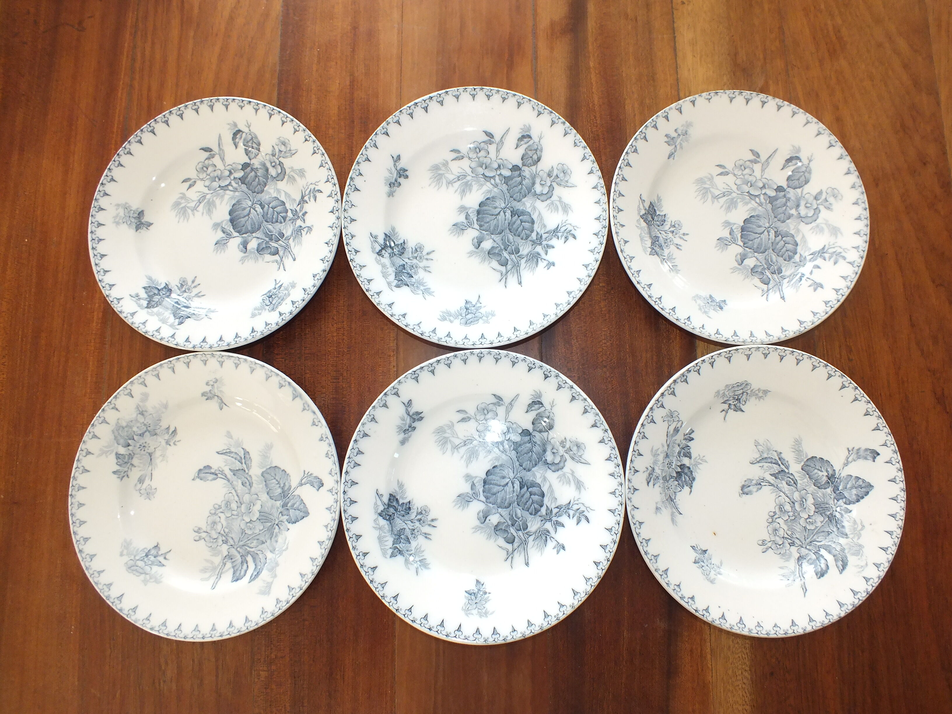 6 assiettes plates Sarreguemines U&C Flore