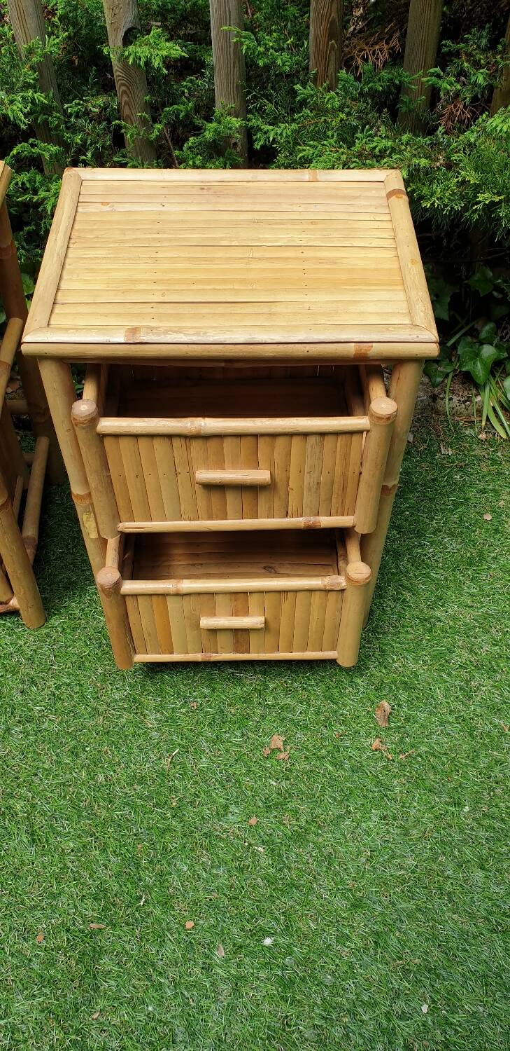 Pair of bamboo bedside tables