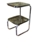 Chrome metal and smoked glass side table.