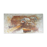 Tableau impressionniste d'edward barton port dans la brume