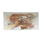 Tableau impressionniste d'edward barton port dans la brume