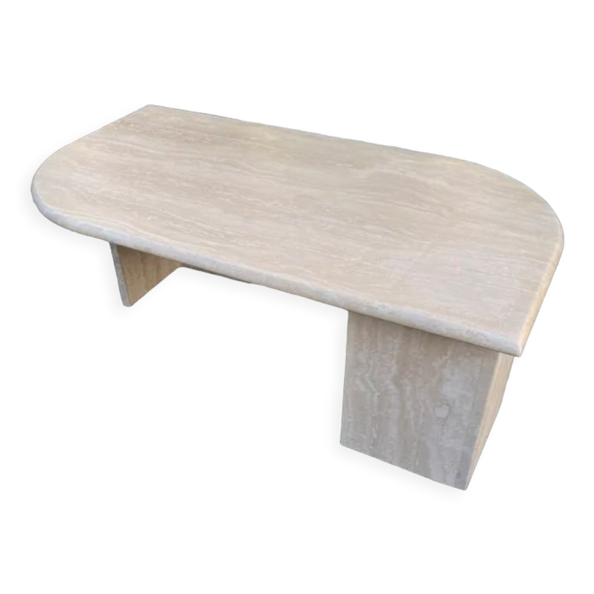Vintage travertine teardrop coffee table