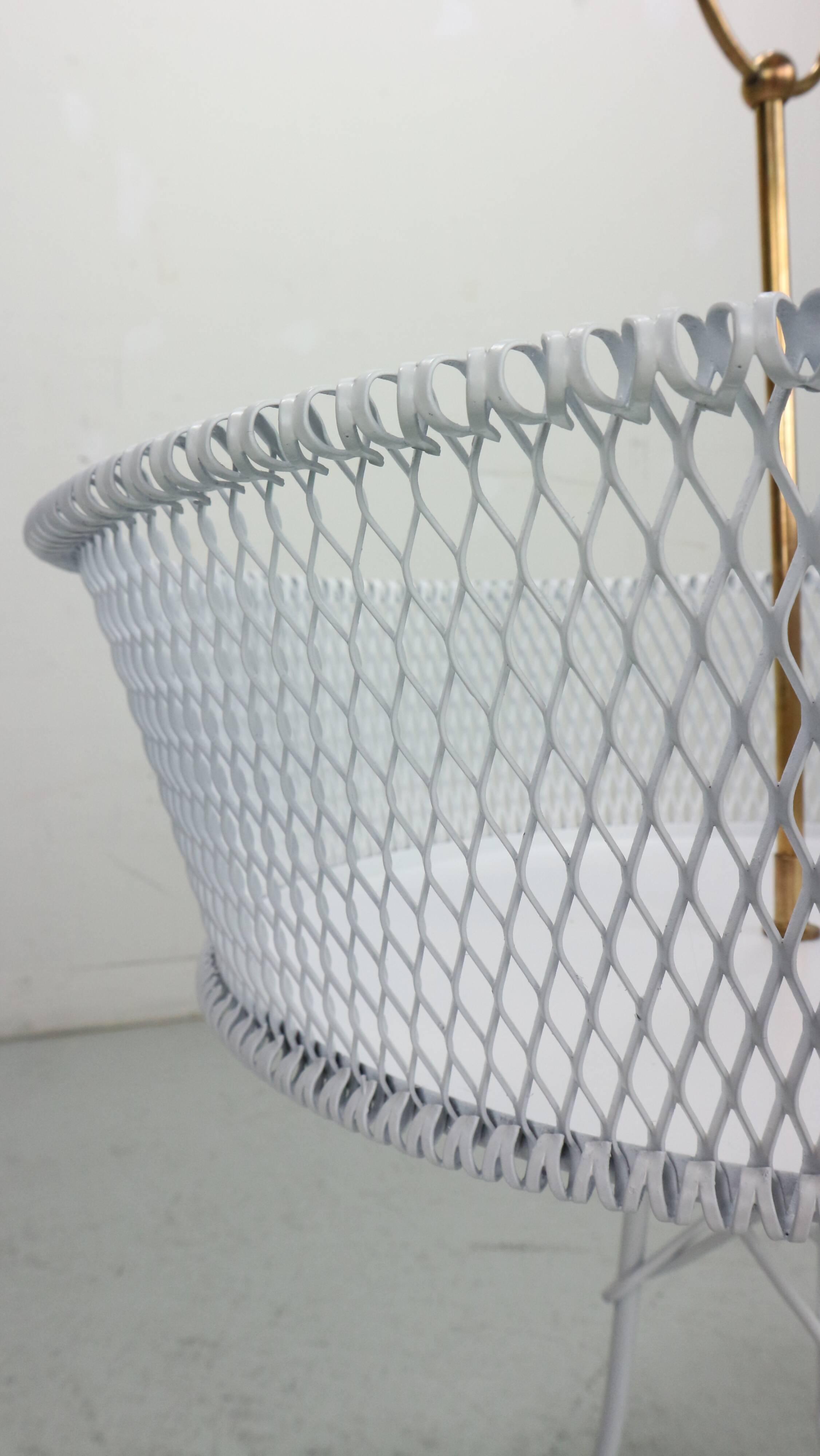 Vintage white metal and brass planter or basked, France 1960s